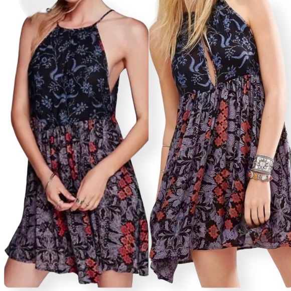 Free People Dresses & Skirts - Free People Wildest Dreams Black Combo Slip Dress Size Medium NWT